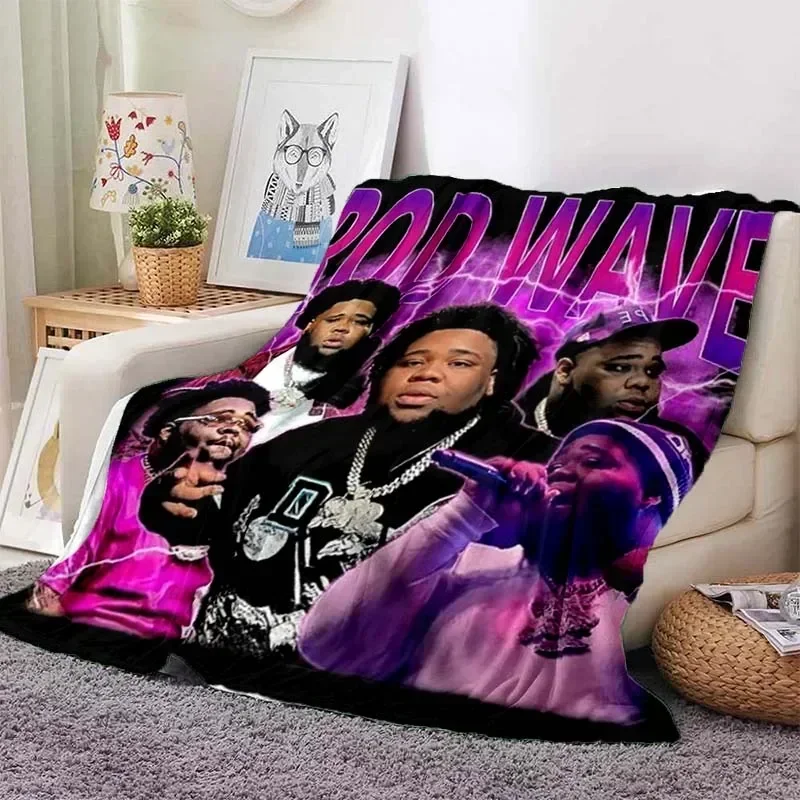 Hip Hop Rapper Blanket Rod Wave Flannel Blanket Soft Warm Throw Bedroom Decor Napping Couch Sofa Bed Chair Cover for Boys Girls