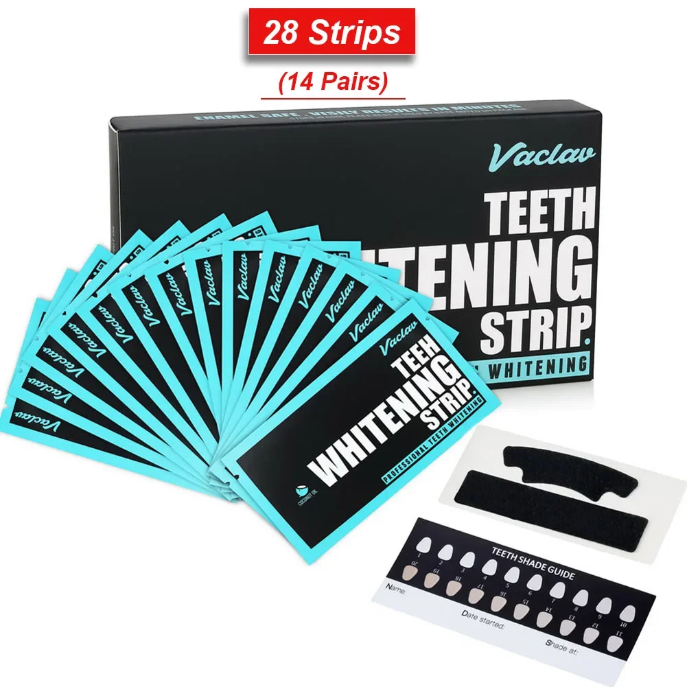 28/14Pcs 3D Teeth Whitening Strips Activated Charcoal Tooth Bleaching Stain Removal Dental Veneers Coconut Oil Oral Hygiene Kit