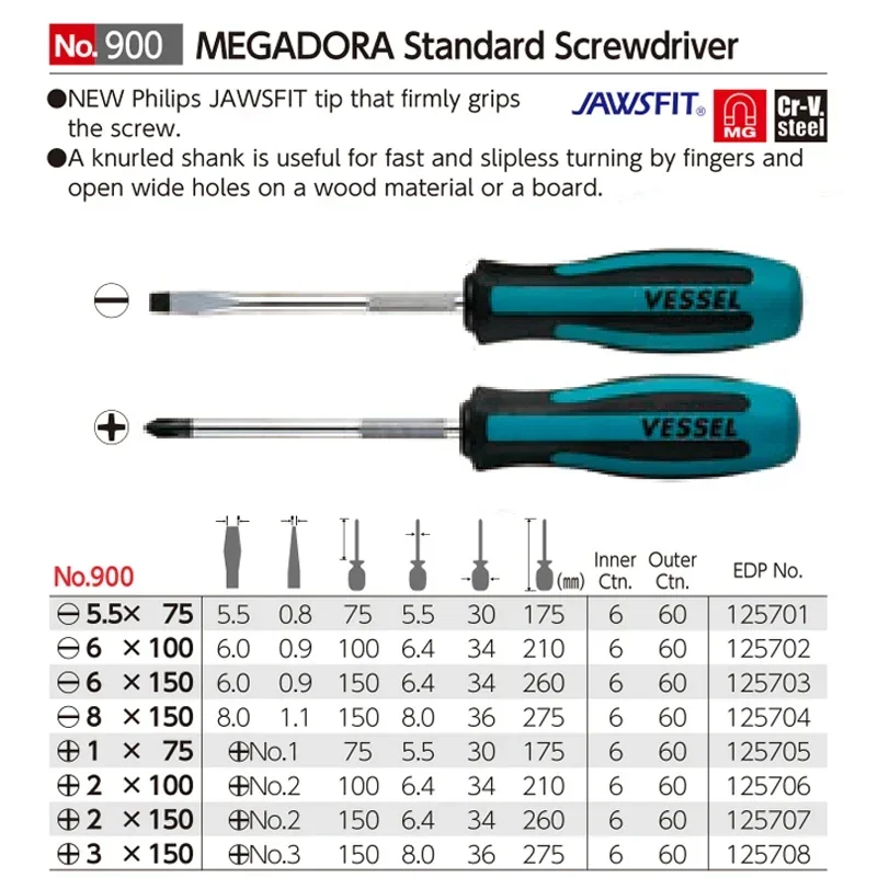 Vessel   MEGADORA Standard Screwdriver  phillips screwdriver  screwdriver  No.900  precision