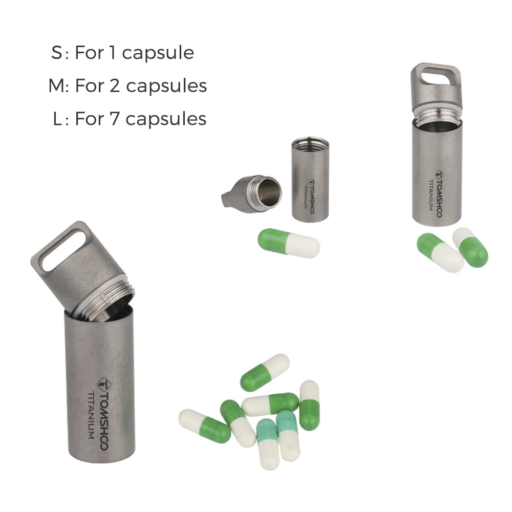 Pill Bottle Titanium Pill Case Waterproof Mini Pill Holder Pill Box Container for Outdoor Travel Camping Hiking