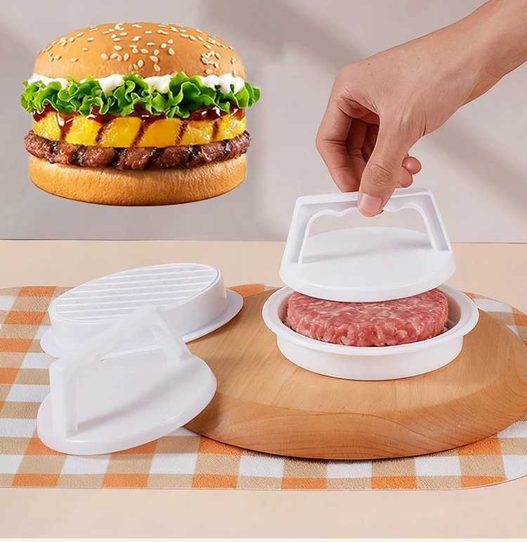White Hamburger Patty Press – Easy-Release Burger Mold for Uniform Grill Patties (Non-Stick Patty Maker)