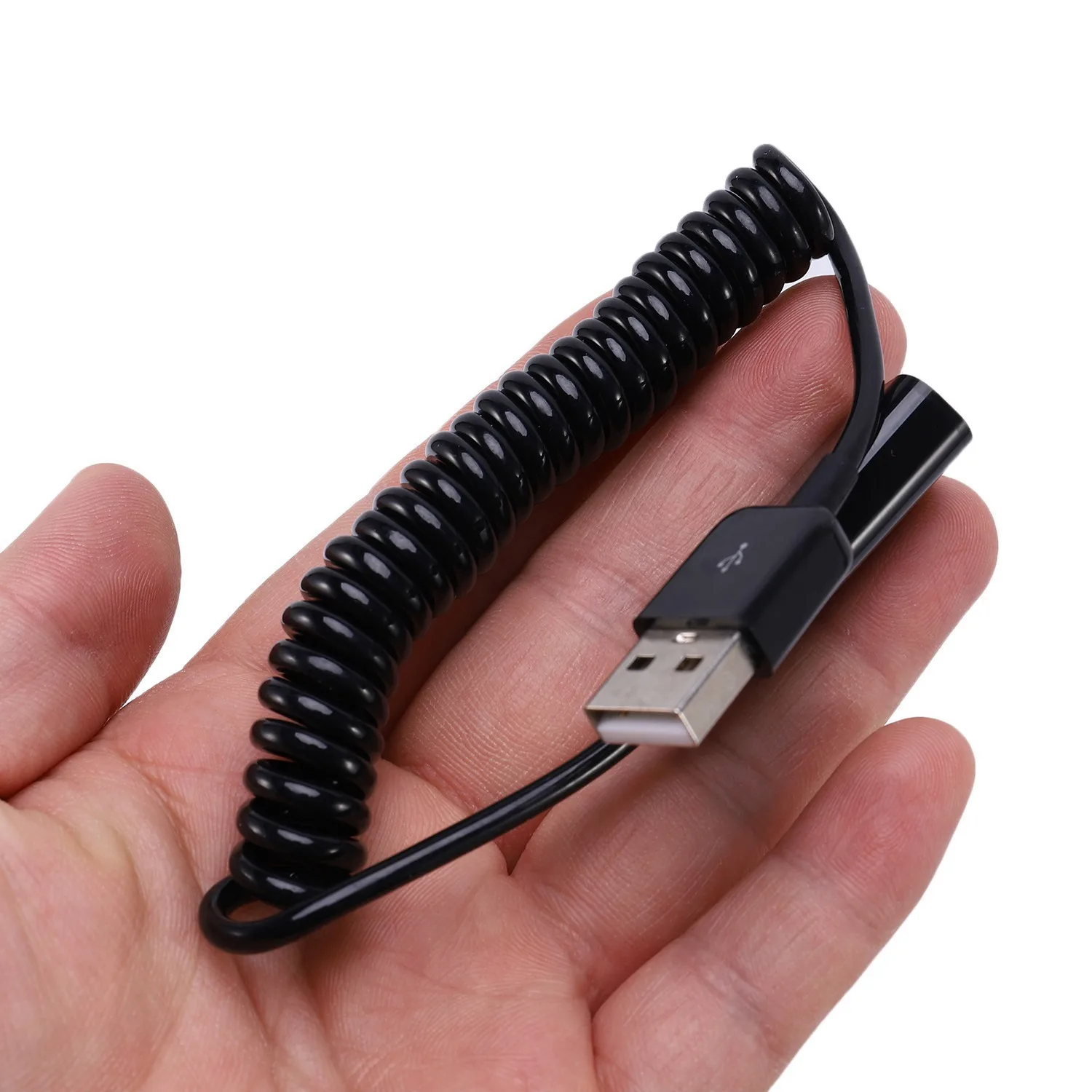 A29F-Spiral Coiled USB A Male To A Female Adapter Adaptor Cable 1M 3FT