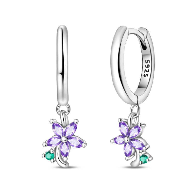 Original 925 Sterling Silber Sommer-Ohrringe mit kleinen Blumen, funkelnde CZ-Zirkon-Ohrringe für Frauen, feiner Geburtstagsschmuck, Geschenk