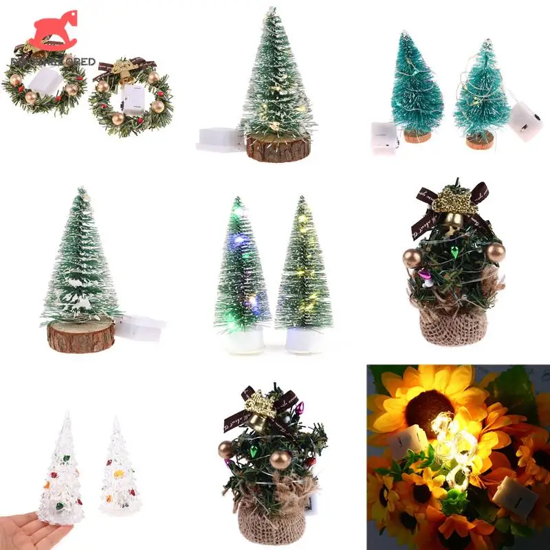 1:6 1:12 Dollhouse Miniature Mini Christmas Tree Christmas Garland With Light Model Dollhouse Scene Decor Diy Accessories