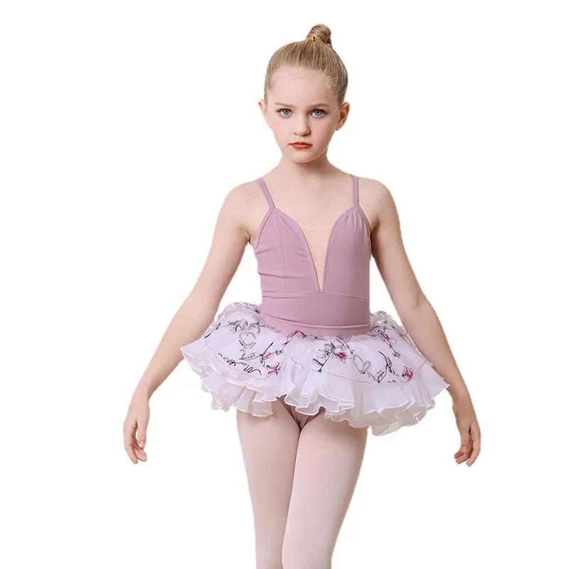 Girls Ballet Dress Dance Dress Children Tulle Skirt Gymnastics Leotard Girl Ballerina Costume Slim Dance Practice Dance Skirt