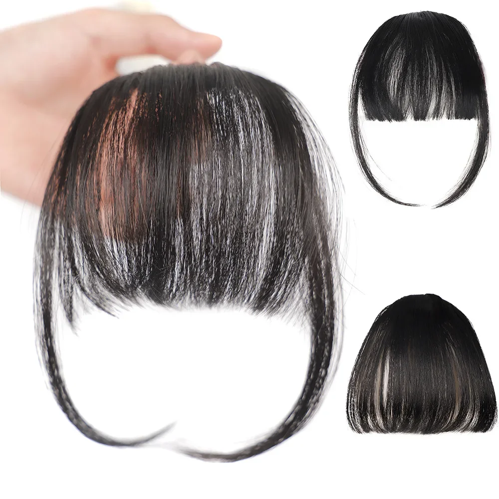 Fake Air Bangs Korean Hair Clip-In Extension Heat Resistant Natural Invisible Hairpiece Women Natural Black Bangs Clip Extension