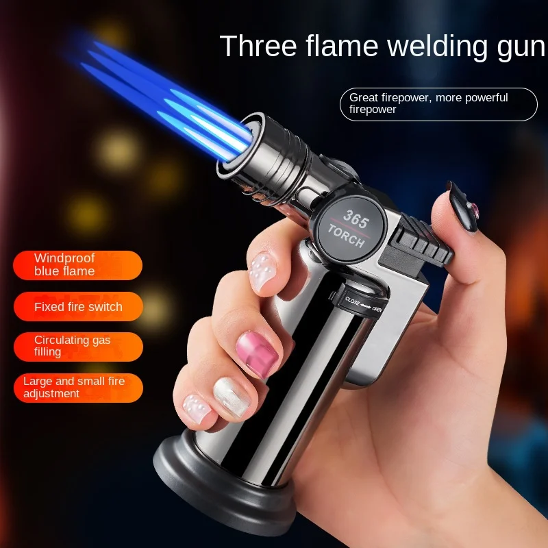 Multifunctional Three-flame Direct-fire Lighter Single-fire Metal Direct-fire Open Flame Switchable Flame Cigarette Lighter