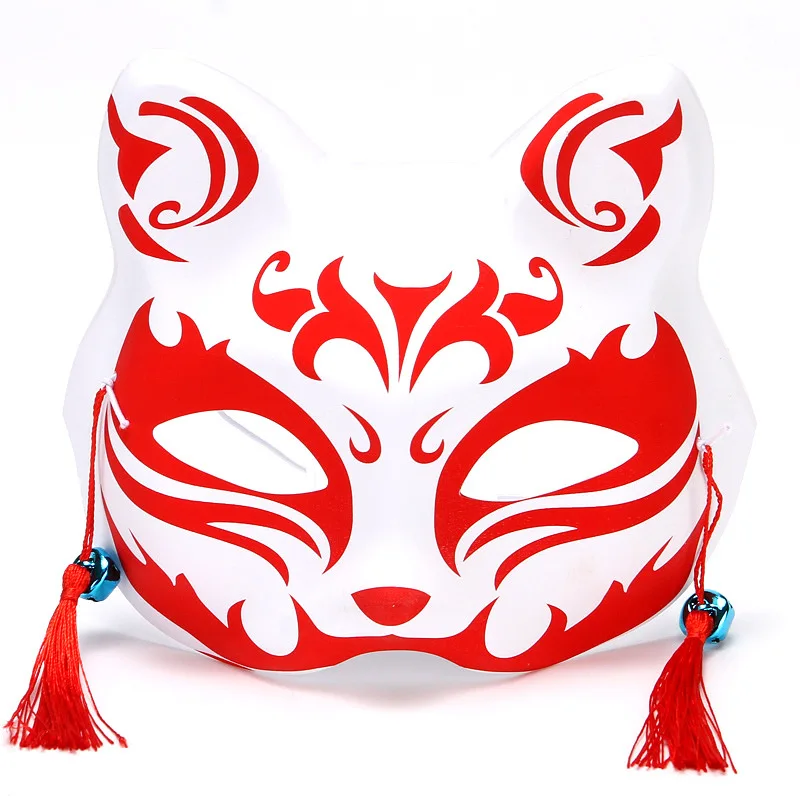 Masque de renard japonais, accessoires de fête, masque Kabuki Kitsune, masque de Festival Rave, Blister en PVC pour fêtes costumées, fêtes d'Halloween