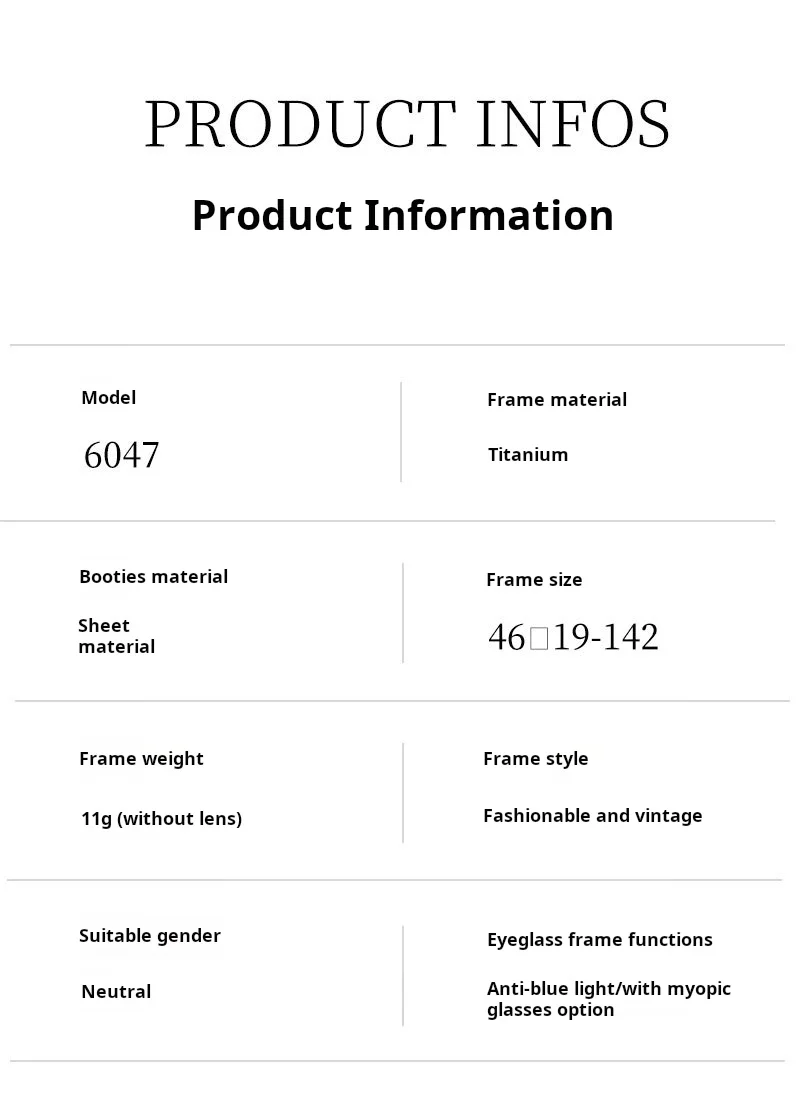 Xbora 6047 Eyeglasses — Frame Dimensions & Sizing Chart