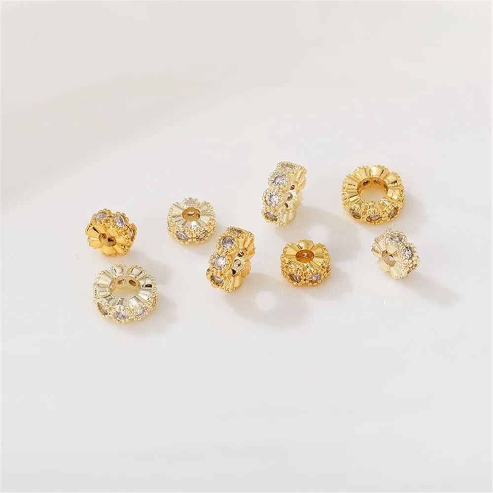 

14K Gold-wrapped Zircon Lace Edge Spacer Beads Loose Beads Handmade DIY Bracelet Necklace Jewelry Material Accessories