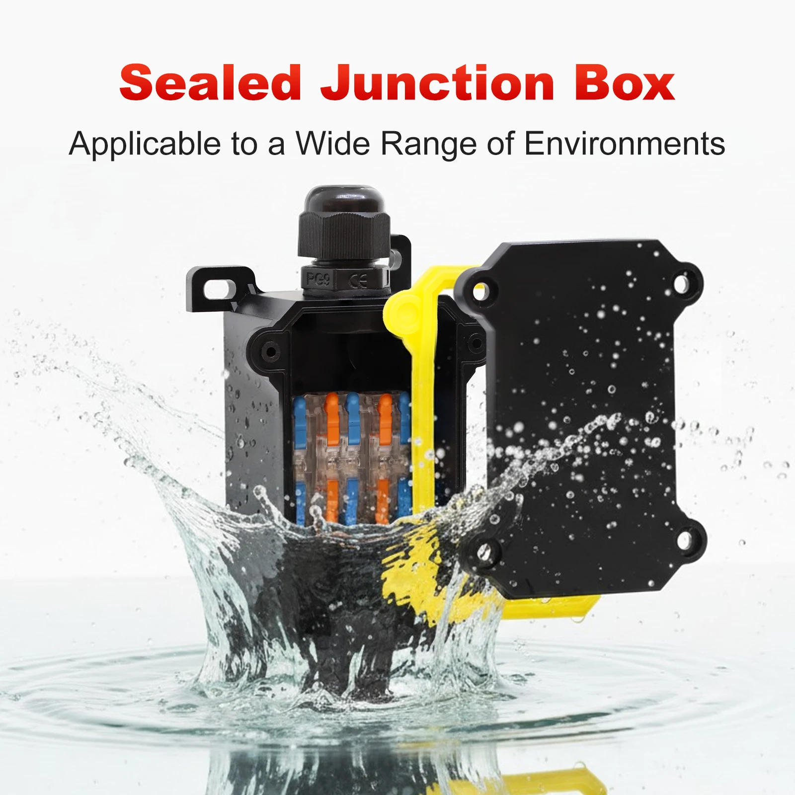 Modern-Style Junction Box Two-Way Outdoor Cable Connector Outdoor Lighting Equipped Two-Way Waterproof Connector & 2 M9 Glands