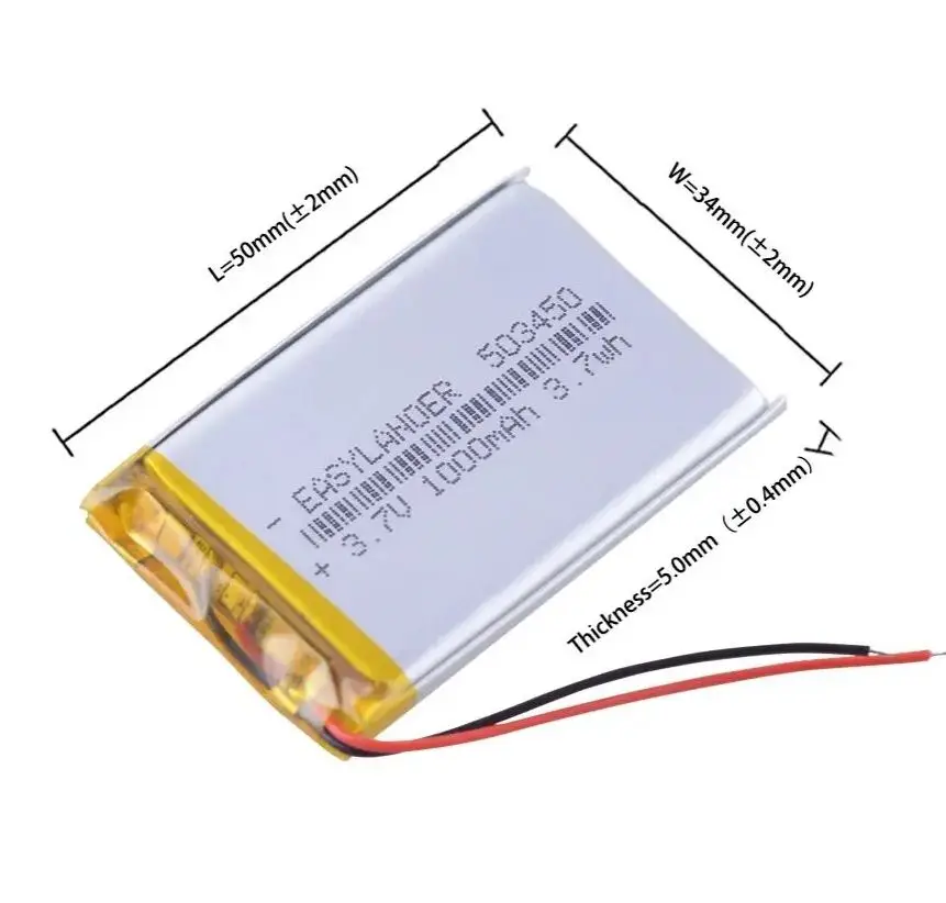 1000mAh 3.7V 503450 batteria ricaricabile ai polimeri di litio agli ioni di litio per smartphone DVD mp3 mp4 lampada a Led 053450 523450 batterie