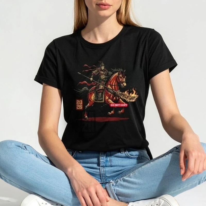 السنة الصينية الجديدة الحصان 2026 القمري للرجال والنساء طاقم الرقبة قصيرة الأكمام قطنية عالية الجودة جميع المواسم موضة عادية مريحة المحملة #2