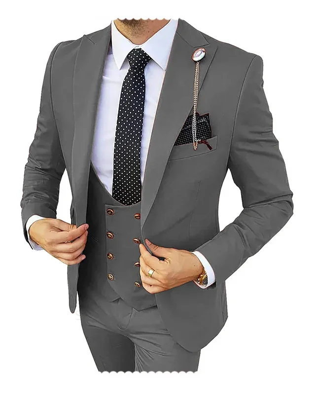 Costume de Mariage Formel 3 Pièces pour Homme, Smoking de Marié Imbibé, Coupe Cintrée, Tenue d'Affaires, Champagne, Zone Me (Blazer + Pantalon + Glasure)
