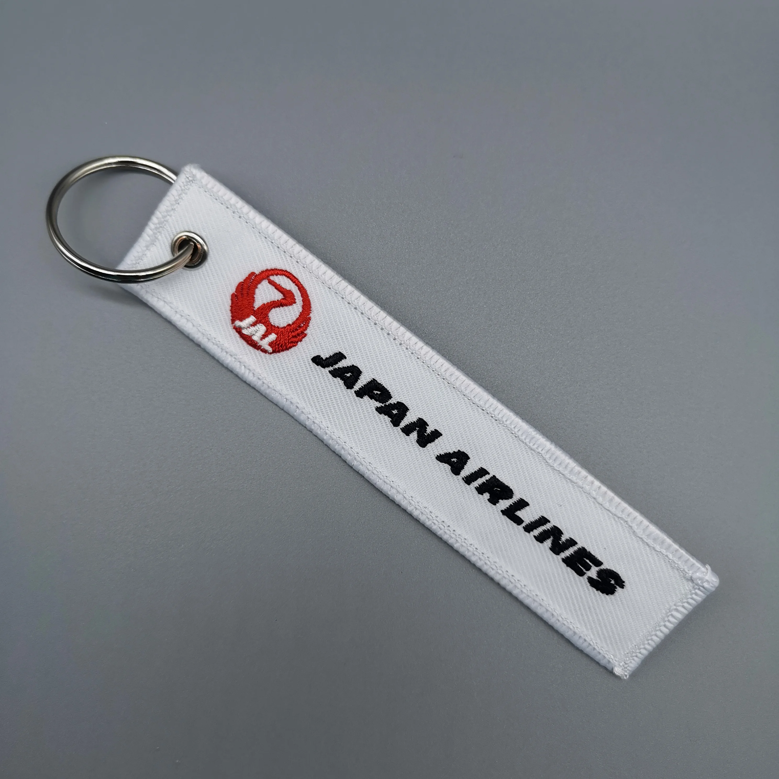 1 PC Japan Airlines Keychain Gift Letter Fashion Trinkey Double Sided Embroidered Motorcycle Key Accessories