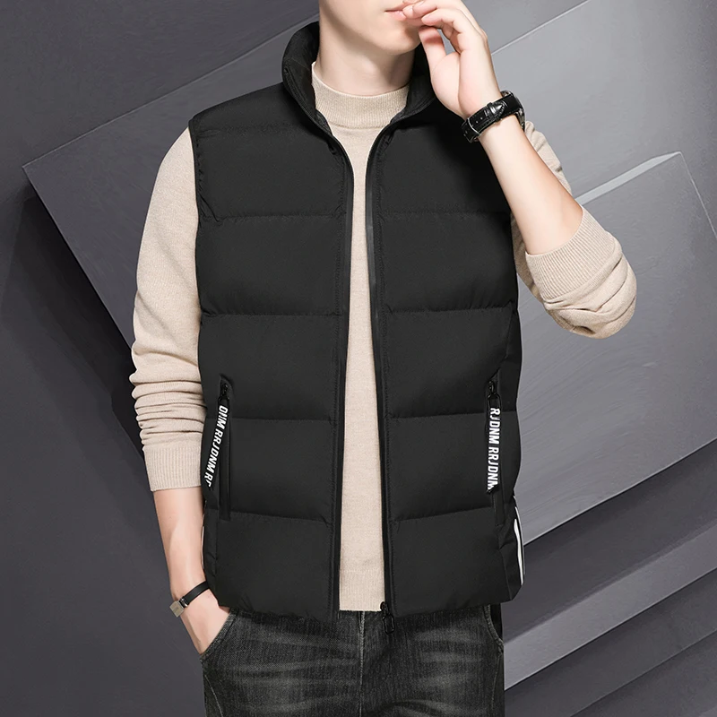 Autumn Winter Warm Down Cotton Vest Standing Collar Windproof Simple Solid Color Thin High Trend All Quality Fabric Comfortable