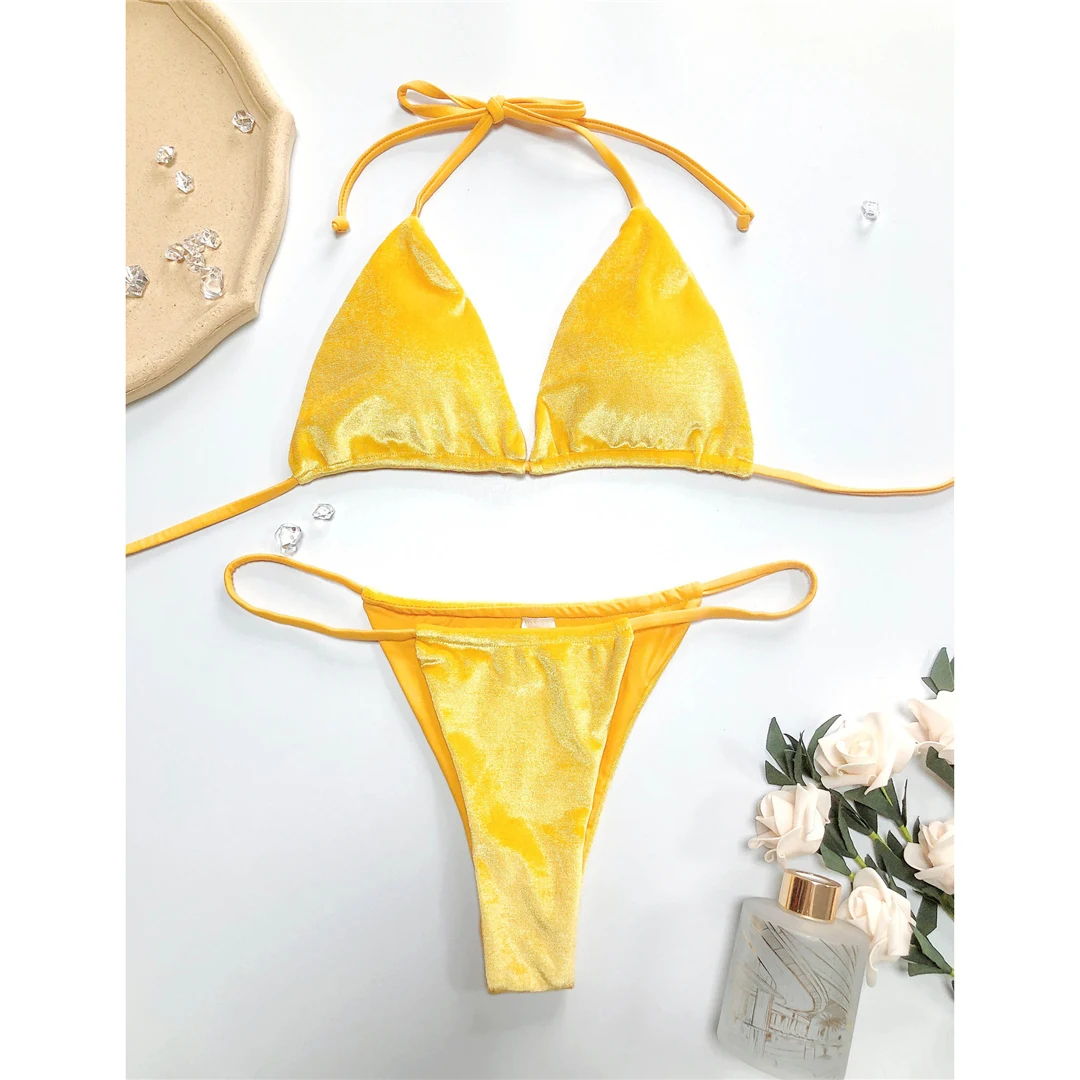 17 Farben, Neckholder, hoher Beinausschnitt, gepolstert, zweiteiliger Bikini, Damen-Bikini, Badeanzug, Damen-Badebekleidung, Bather, Schwimmbekleidung V5974 – Detail 17