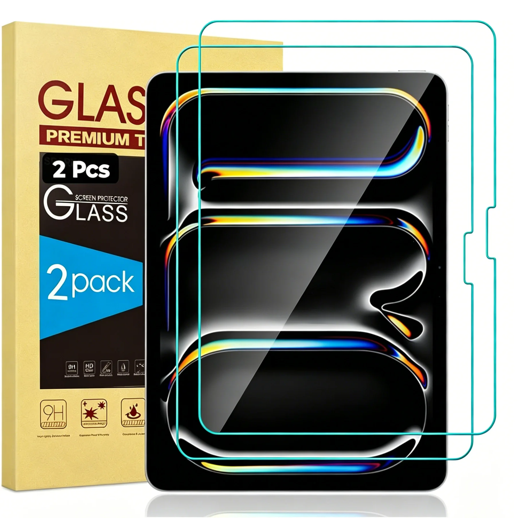 2Pcs Tempered Glass Screen Protector For ipad Pro Air 13 11 2024 M4 M2 Air 5 4 Pro 12.9 11 M3 M5 2025 2026 Film