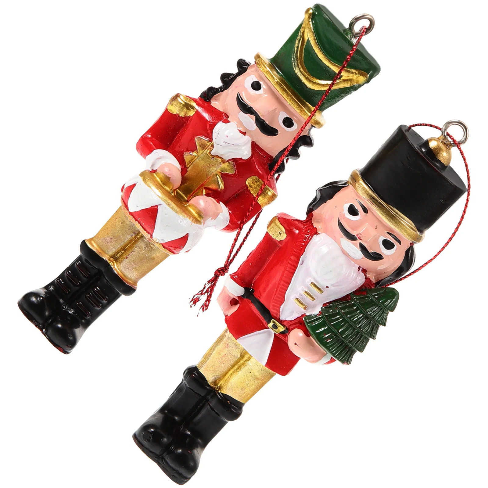2 Pcs Resin Soldier Pendant Nutcracker Figure Figurine Hanging Decorations Mini Wreath
