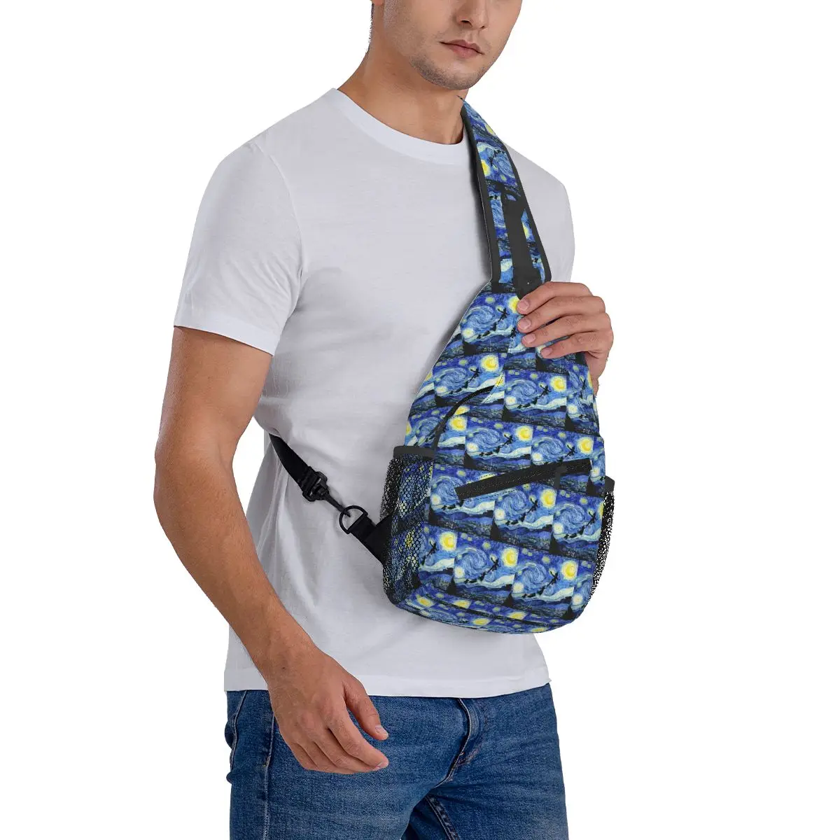 Peter Pan Starry Night Chest Bag Men Sling Crossbody Backpack Chest Bag Traveling Hiking Daypack Shoulder Bag