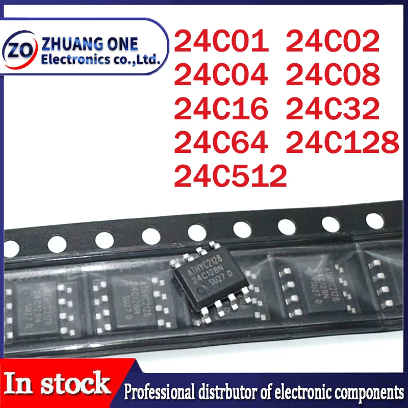 （10PCS）24C01 24C02 24C04 24C08 24C16 24C32 24C64 24C128 24C256 24C512  SOP-8 ATMEL New and Original IC Chipset