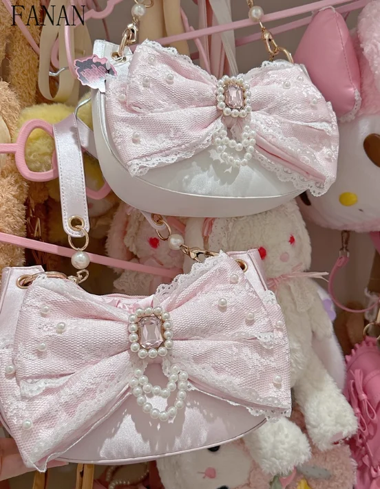 

Новинка 2023 года, элегантные сумки в стиле Лолиты для женщин, милые и милые женские сумки через плечо с бантом под мышками, весенне-осенние женские сумки