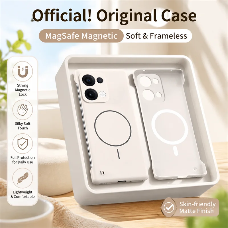 Thin Frameless Luxury Cases for OPPO Reno13 Pro 13Pro 5G Magnetic Wireless Charging Reno13Pro Anti-Scratch Shockproof Hard Armor