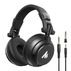 Maono MH601 Professionele studiomonitorhoofdtelefoon met afneembare stekker en kabel en 50 mm driver voor DJ, studio, geluidskaart