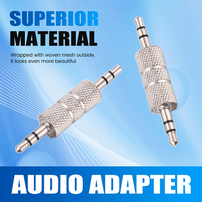 2 unidades 3,5 mm estéreo macho para 3,5 mm macho adaptador de áudio para fone de ouvido conector acoplador