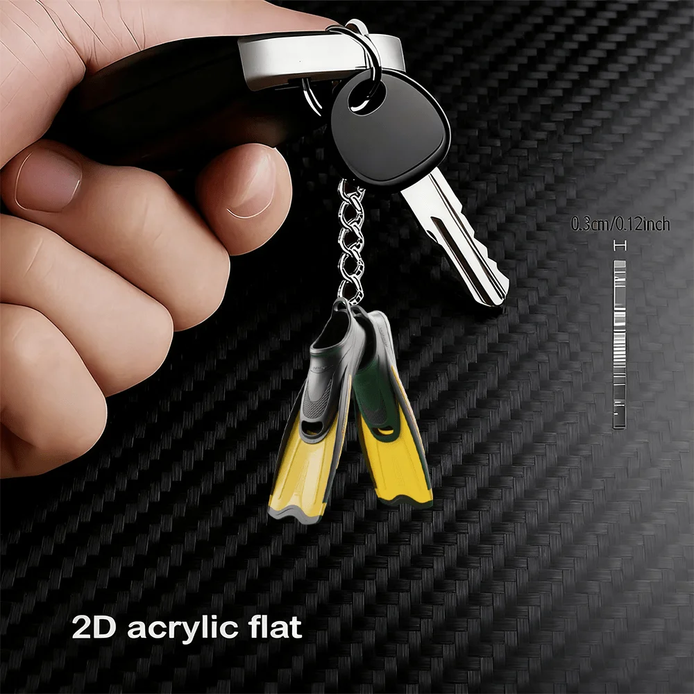 2D Diving Fins Acrylic Keychain Bag Clips Car Backpacks Decorative Pendant Weddings Birthday Housewarming Anniversaries Giveaway
