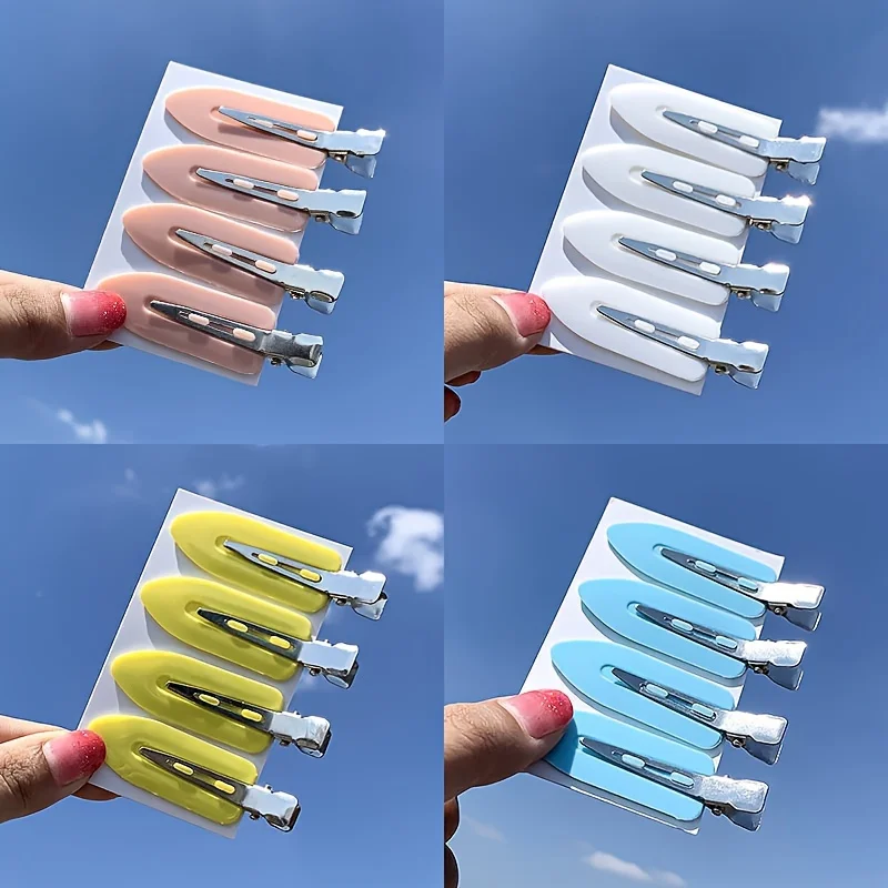 5pcs Simple Trendy Versatile Hair Clips Materials For DIY Supplies, Pure Colors Hair Clips For Handmade Jewelry Accessories