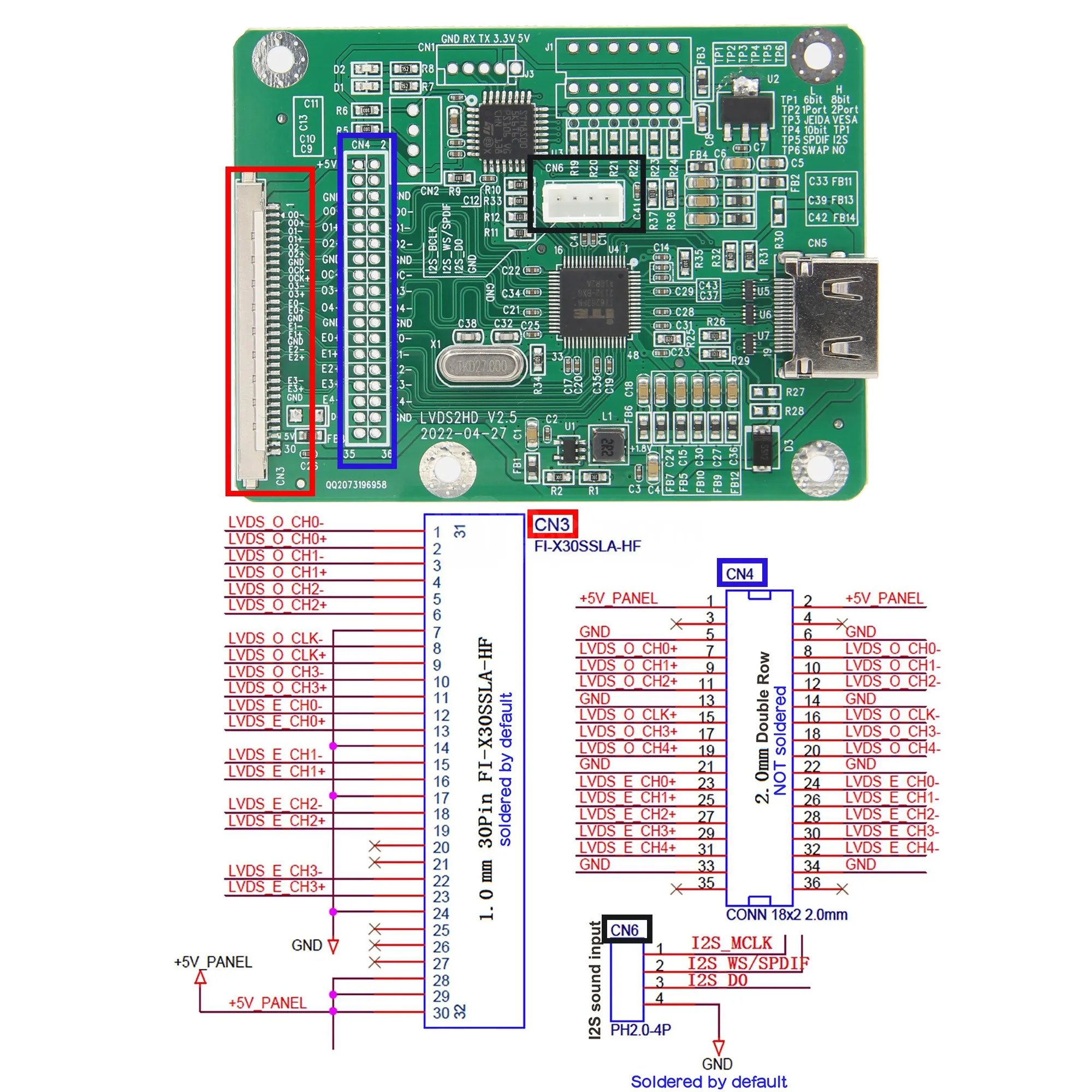 LVDS to HDMI Converter Adapter Board with Cable | Support 1920x1200, 1920x1080, 1600x1200, 1280x1024, 1280x720