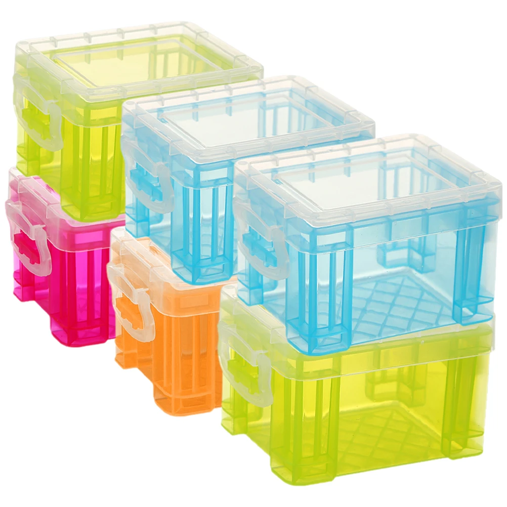 

6pcs Mini Storage Box Small Plastic Containers With Lids For Craft Supplies School Office Organization Clear Durable Plastic