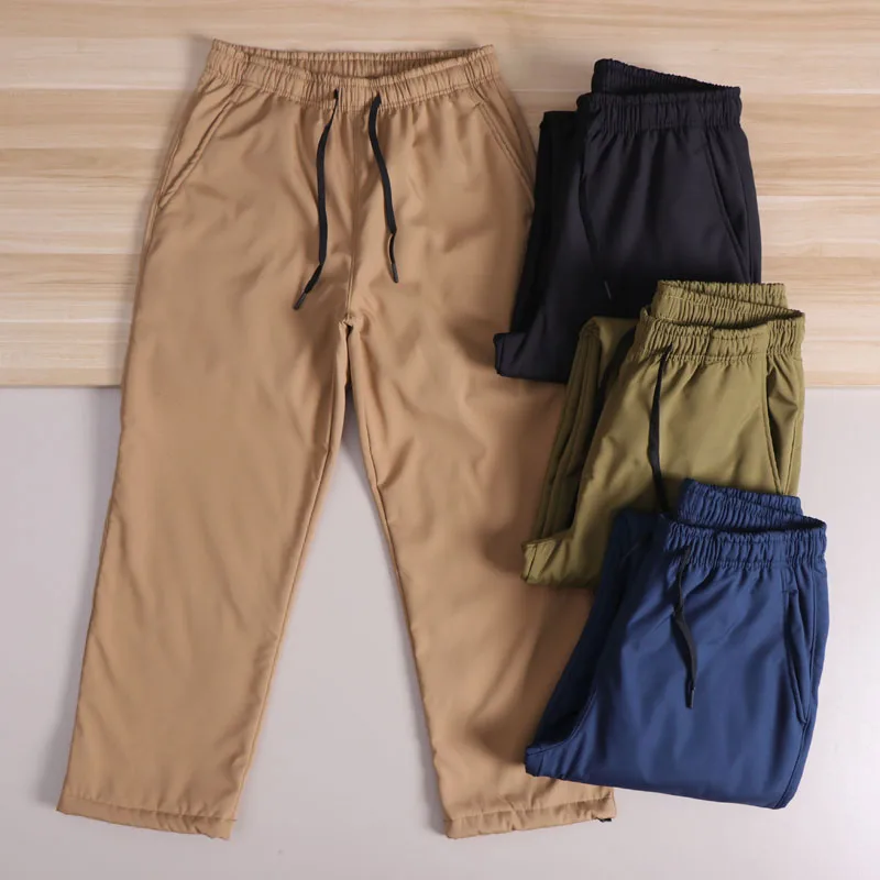 

Men's Outdoor Thiened Warm Fce Lined Inteated Lamb Velvet Adjustable Ankle Straight Leg Casual Pants Winter Tee Proof