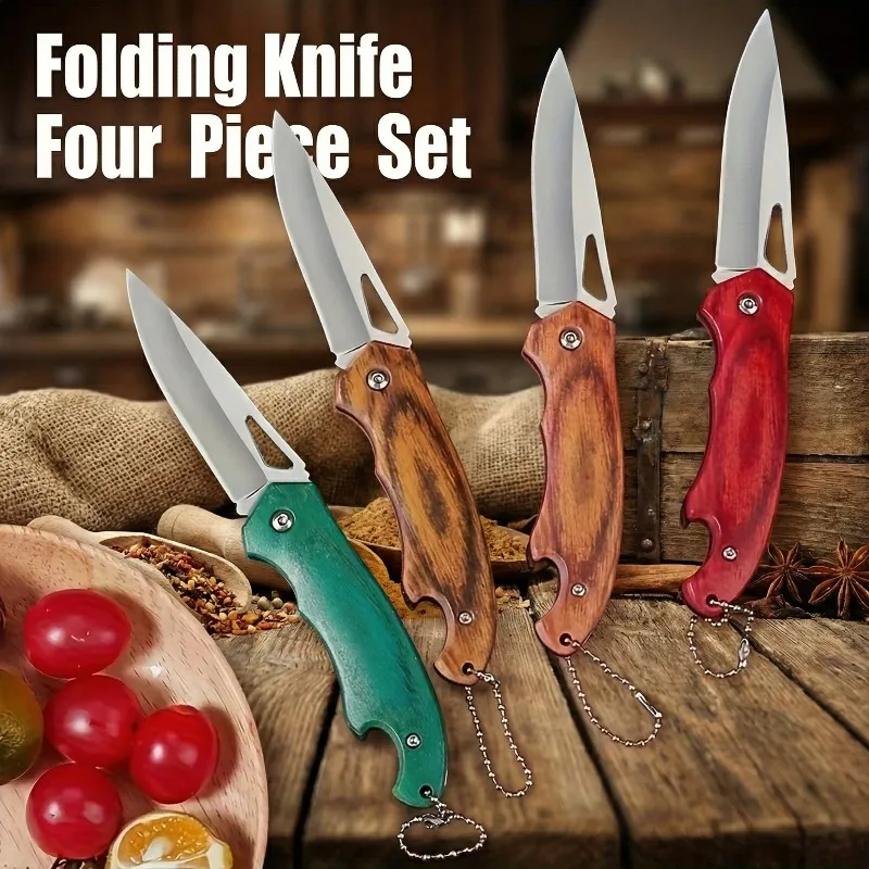 

Новый улучшенный набор из 4 складных ножей из нержавеющей стали – портативный карманный нож для кухни, для чистки овощей, пикника и вскрытия упаковок