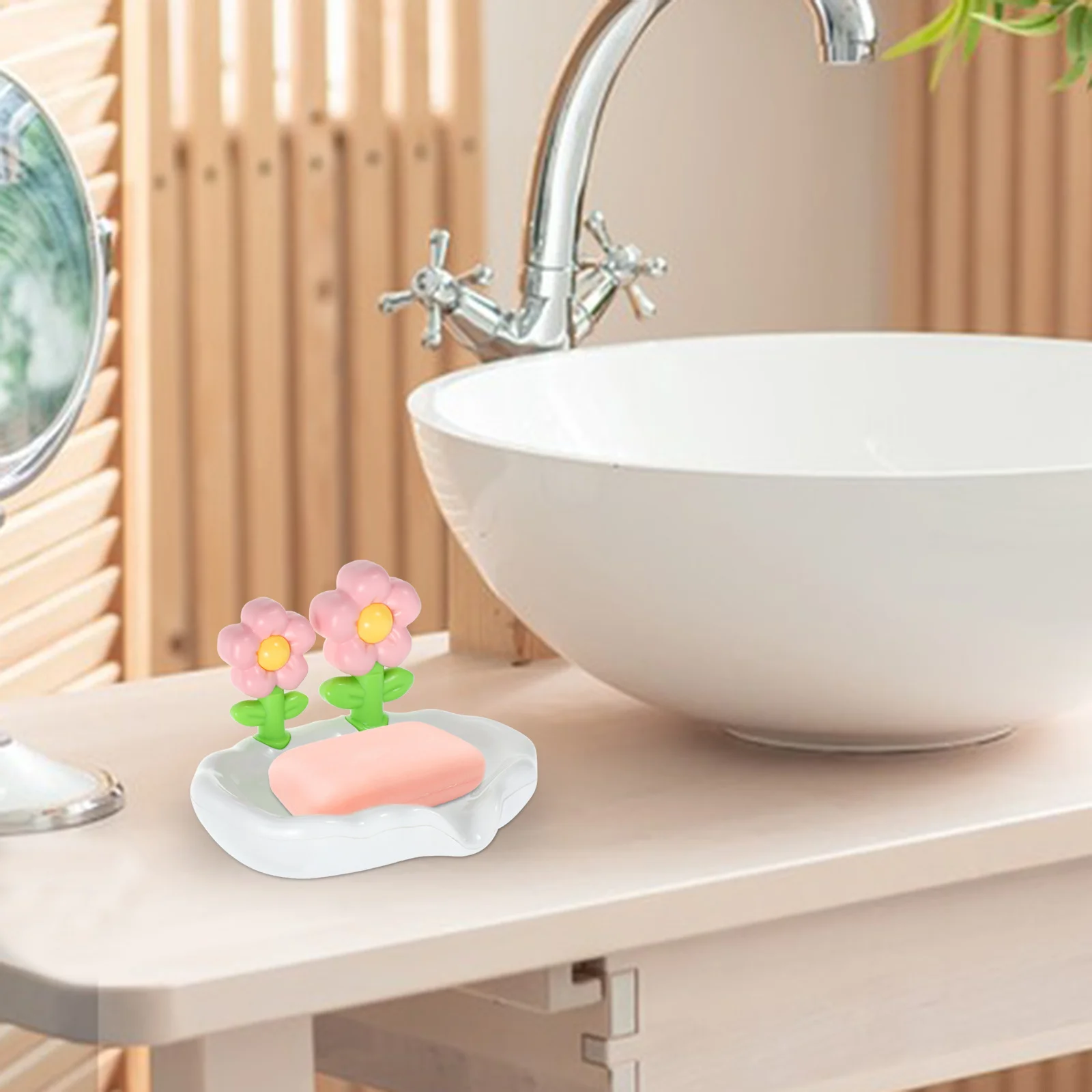 

Flower Soap Dish ABS Material Bathroom Decorative Holder for Bar Soap Storage Drainage Tray Organizing Countertop Shower Use