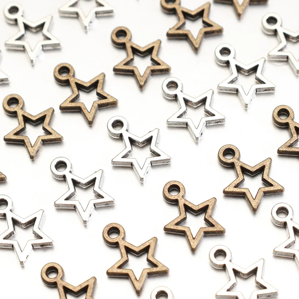 40pcs Charms Star Handmade จี้ทํา Fit VINTAGE เงินทิเบตสี Antique Bronze Plated DIY สําหรับสร้อยข้อมือสร้อยคอ