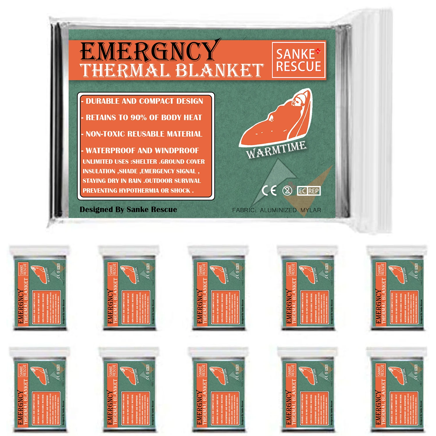 Emergency Blanket Outdoor Survive First Aid Rescue Kit Windproof Waterproof Foil Thermal Blanket for Camping Hiking Hot