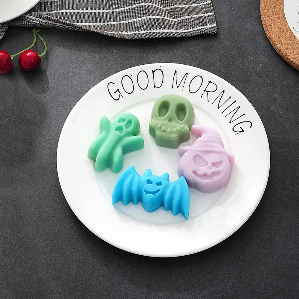 Halloween Pumpkin Skeleton Bat Ghost Design Silicone Cake Mould Halloween Chocolate Mold Dessert Tools Kitchen Supplies