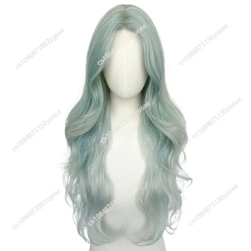 Lace wig, purple and green color, curly, high temperature, silk, mermaid, summer, thin, Korean wig