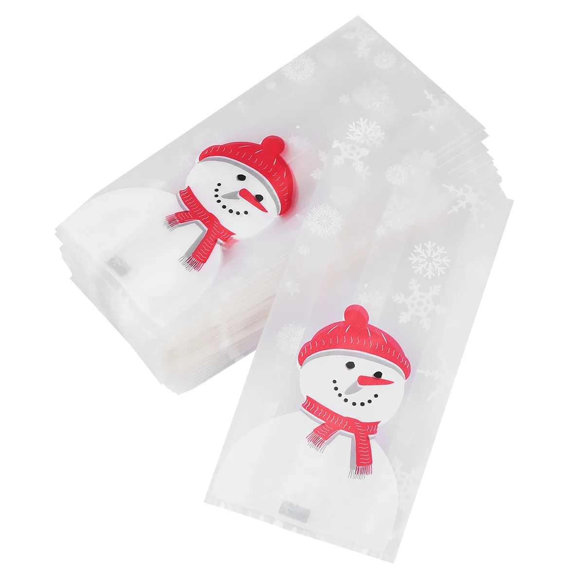 

50 Pcs Christmas Snowman Machine Seal Biscuit Bag Gift Packaging Candy Bags Pouch Snack Container Clear for Gifts Cookie