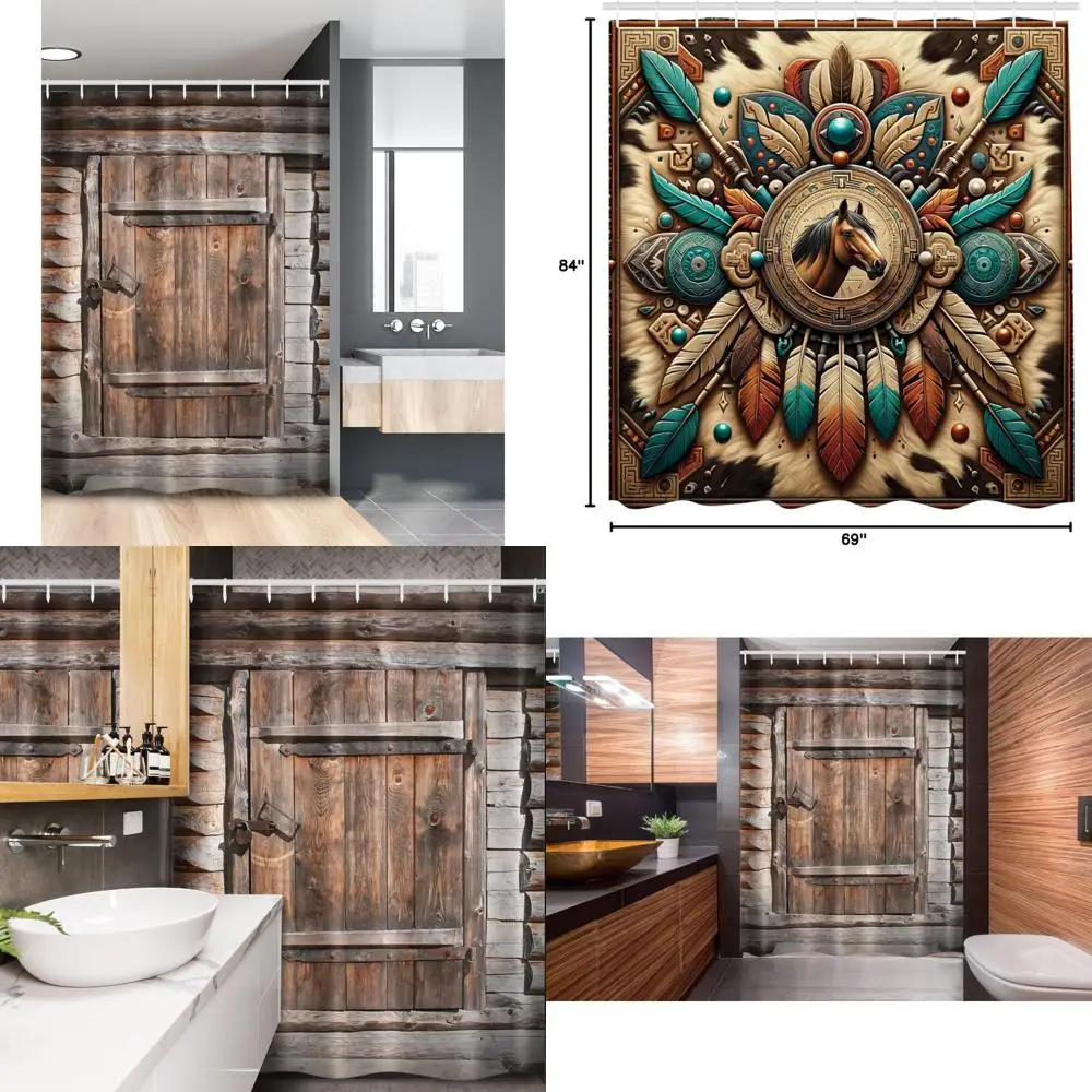 

Занавеска для душа в деревенском стиле: винтажная имитация двери сарая в стиле выдержанной сельской местности