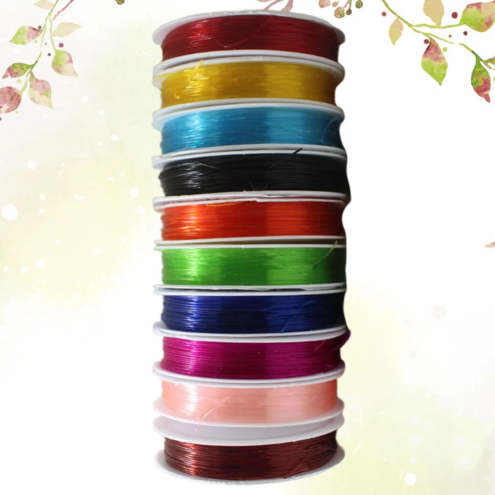 

6m Transparent Elastic Cord DIY Bracelet Material Strong Durable Flexible Easy Cut Tie for Jewelry Crafts 0.8mm Various Colors