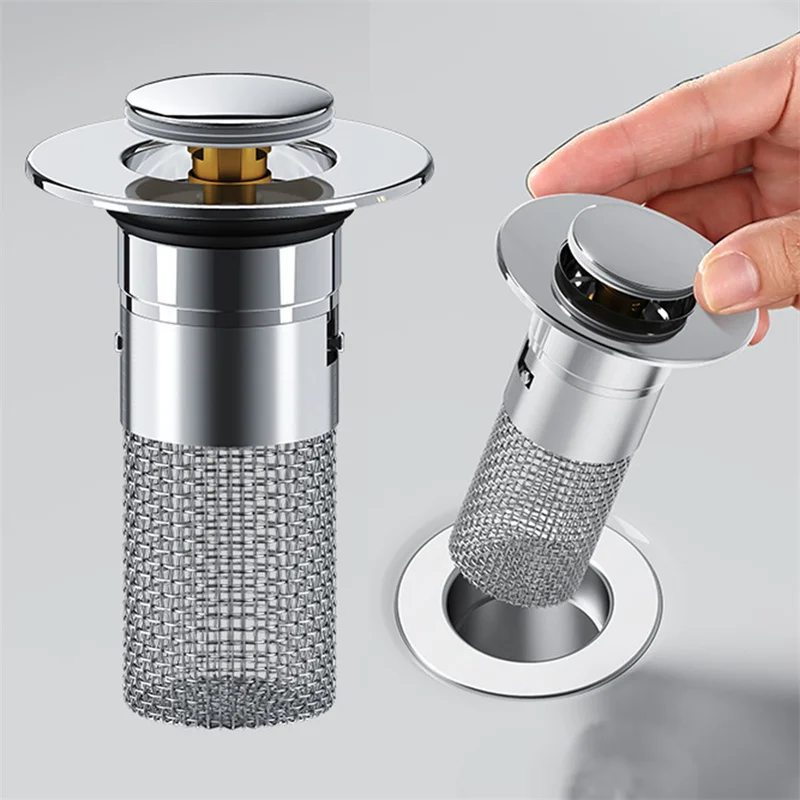 Stainless Steel Floor Drain Filter Washbasin Plug Anti Odor Pop-Up Bounce Core Basin Stopper Hair Catcher Shower Sink Strainer