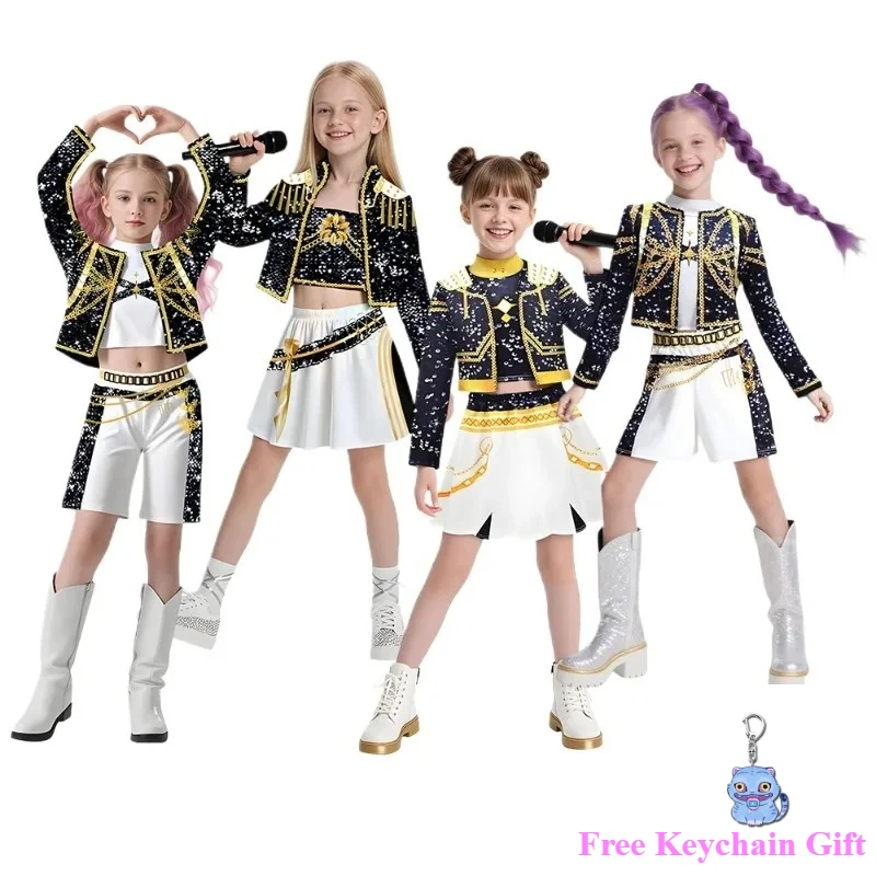أزياء أنيمي شيطان هنتر التأثيرية مجموعة الفتيات رومي ميرا زوي Kpop أداء المغني كوس ملابس عرض مسرحي حفلة الهالوين