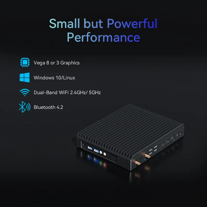 Maxtang V1605B Fanless Mini PC with AMD Ryzen Quad Core Processor for Windows and Linux