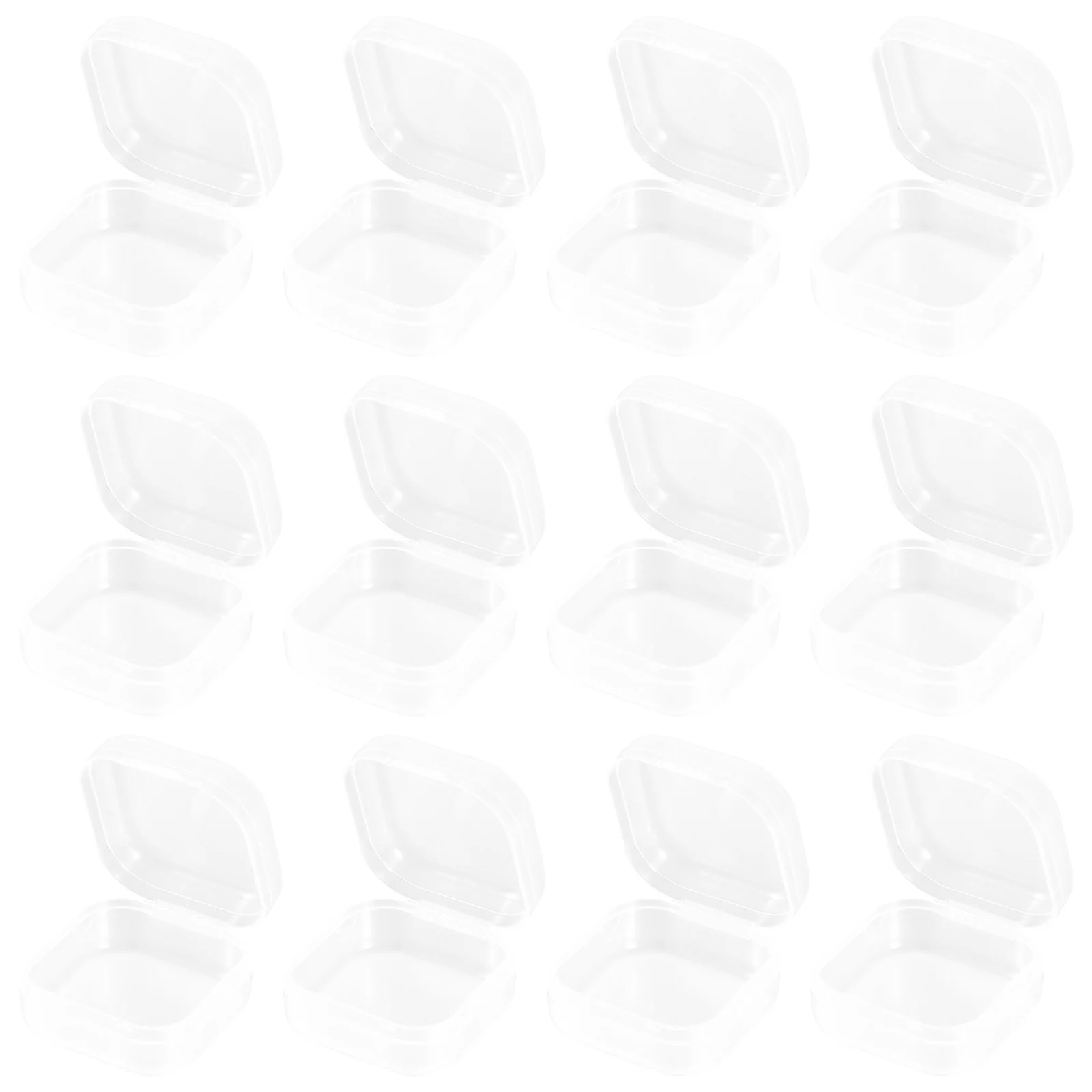 

12Pcs Small Plastic Storage Boxes Clear Mini Organizer Case Square Portable Container for Crafts Jewelry Home Mini Box