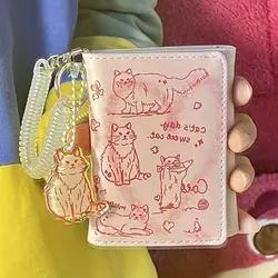 New Women Wallets Female Leather Purses Card Holders Graffiti Cat Portable Coin Purse Large Capacity Money Bag