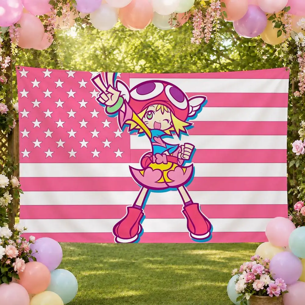 Puyo Pop Fever Flags Fan Banner Tapestry Wall Hanging Garage BarDorm Camp Party Outdoor Home Decor Gift