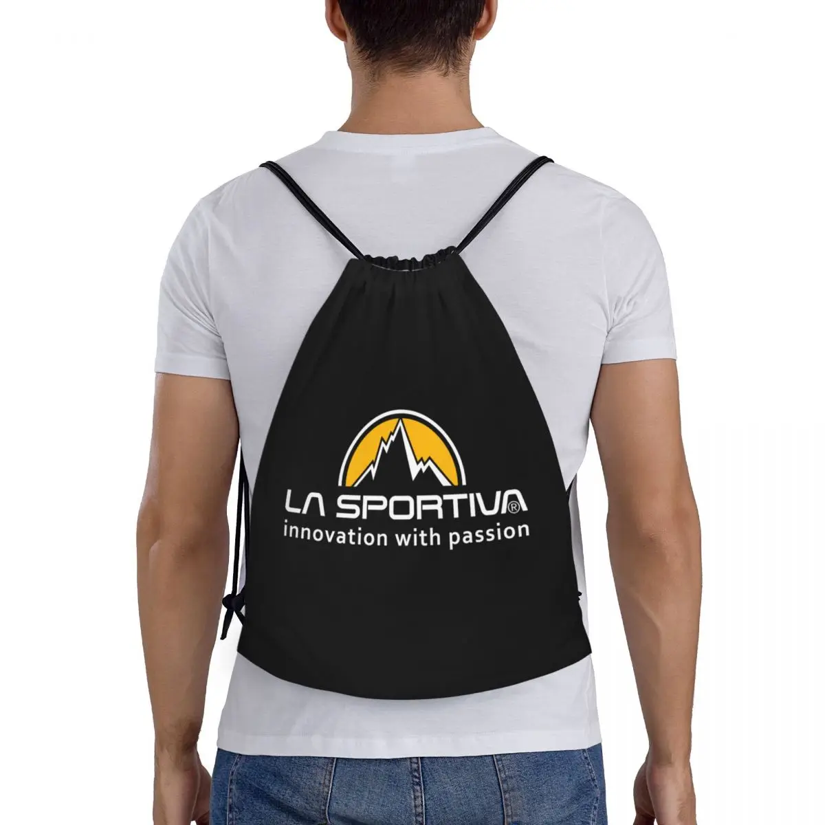 La Sportiva Drawstring Backpack Women Men Gym Sport Sackpack Foldable Training Bag Sack